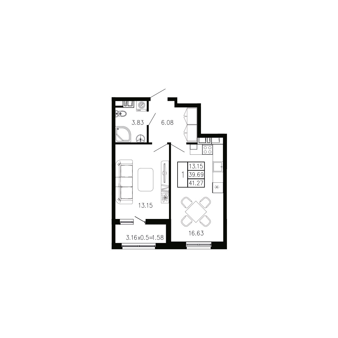 ЖК Суворов 1 очередь Квартира №070