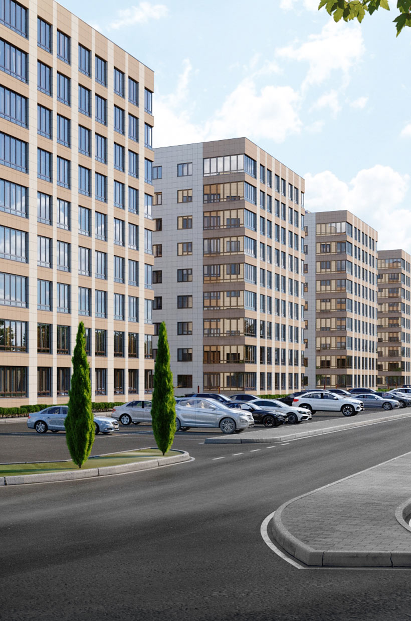 Выделенная зона 
для парковки  ЖК Мега-Победа 2 очередь