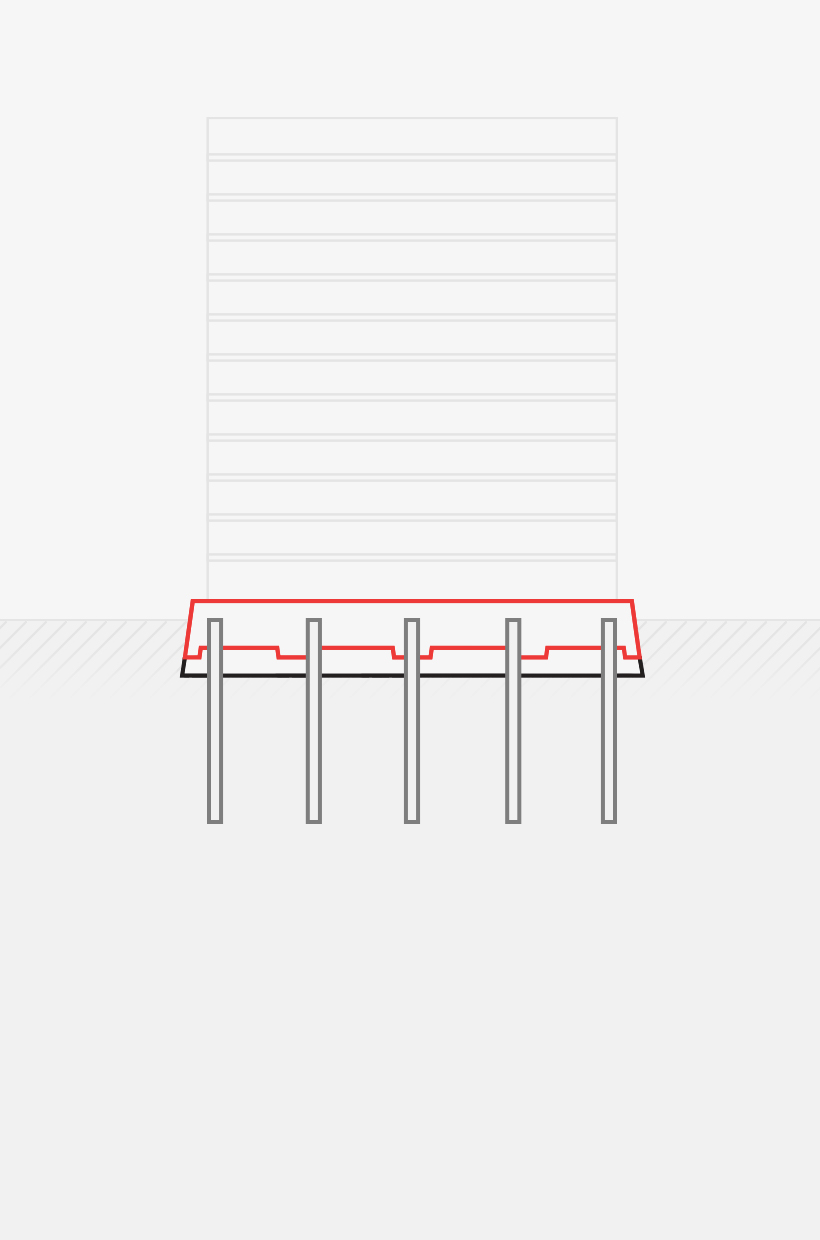 Фундамент — 
монолитная плита 
