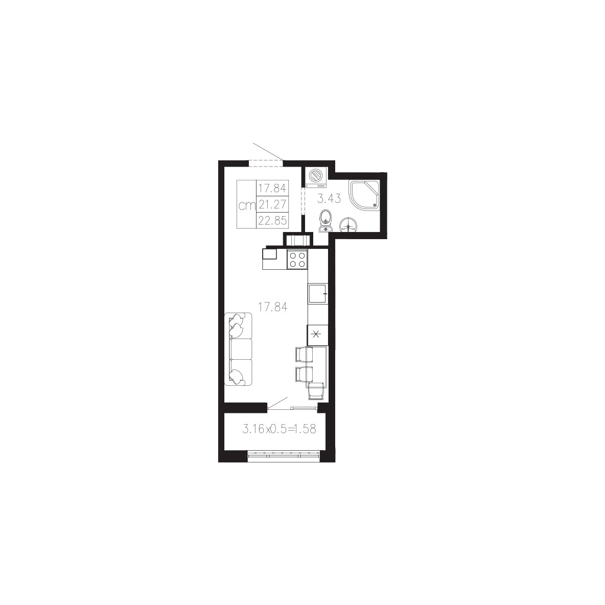ЖК Суворов 1 очередь Квартира №006