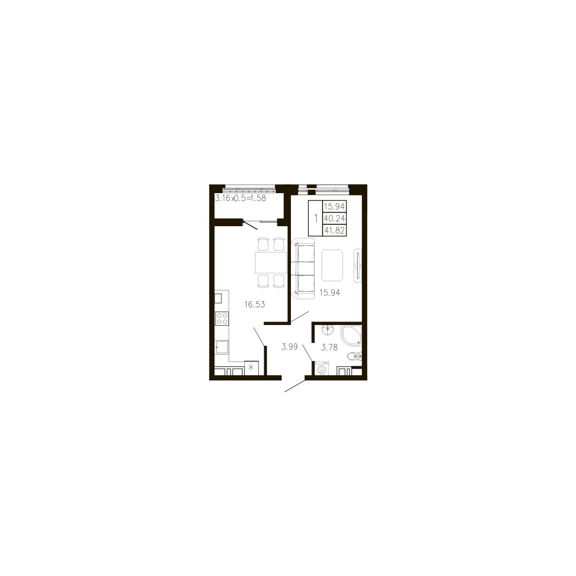 ЖК Суворов 1 очередь Квартира №078
