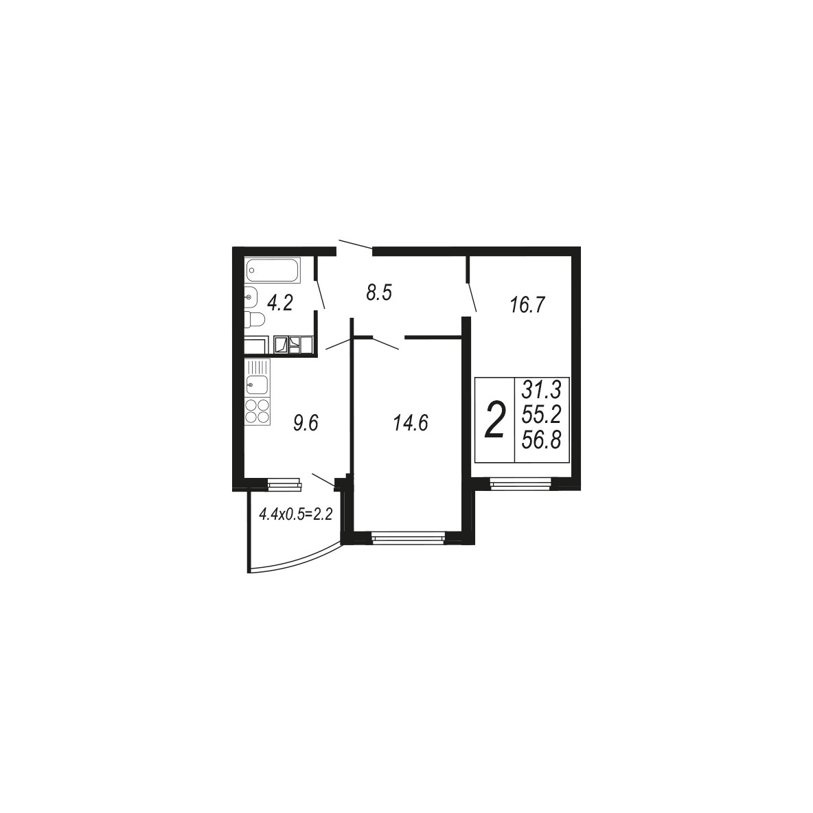 ЖК Дружный 2 Квартира №030
