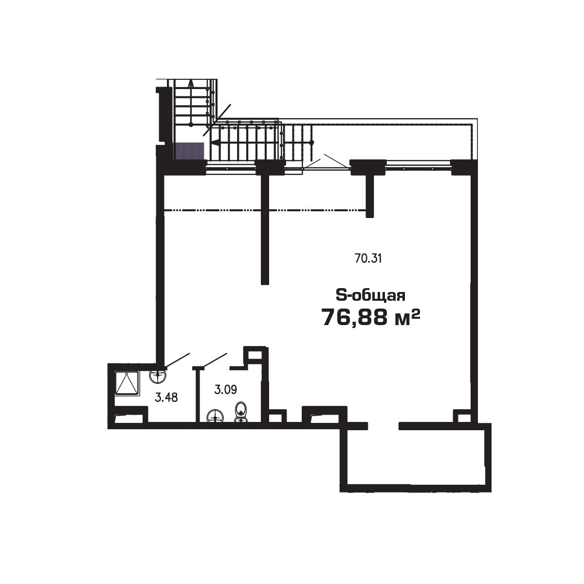 ЖК Суворов 1 очередь Коммерческое помещение №001