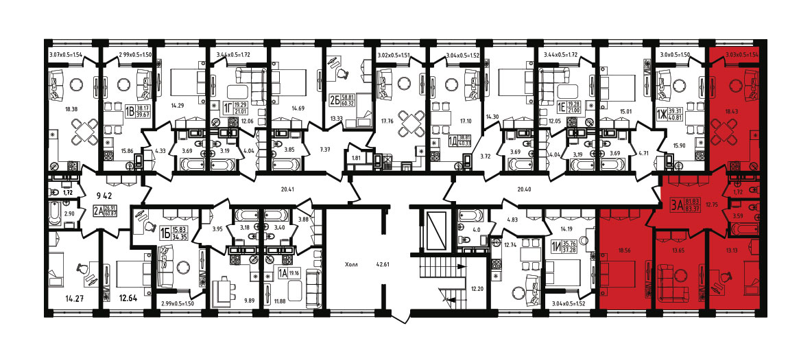 ЖК Яблоневый 3 очередь Квартира №064